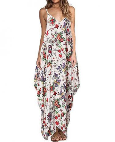 Spaghetti Strap Summer Dress Printed Loose Maxi Dress Plus Size 3XL 2017 Sexy Irregular Women Boho V