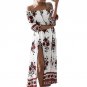 Summer Boho Dress Slash Neck Off shoulder Sexy Split Maxi Dresses 2017 Floral Printed Women Party Ve