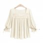 Blusas Femininas 2017 Women Blouse Lace Patchwork Chiffon Shirts Sexy Flare Sleeve Square Collar Bow