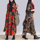 2017 New Women Dresses Autumn Winter Vintage Print Casual Retro Cotton Line Irregular Hem Vestidos P