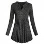 2017 New Winter Women Long Sleeve Mandarin Collar Shirt t-shirts Pleated Button Flare Hem Tunic plus