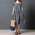 2017Elegant Arrival Dress Cotton Linen Vintage Retro Dress Feminina Loose O Neck Boho Mid Long Dress