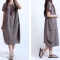 Plus Size 5XL Vintage Style Cotton Linen Fold Women Long Loose Dress Vestidos Robe Elbise New Arriv