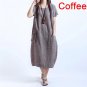 Plus Size 5XL Vintage Style Cotton Linen Fold Women Long Loose Dress Vestidos Robe Elbise New Arriv