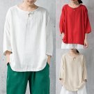 Cotton Womens Tops and Blouses Long Sleeve O-neck Vintage Oversized Women Tops Plus Size Casual Larg