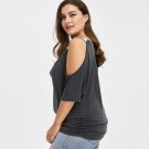 Plus XL-5XL Size Women Blouse Off Shoulder Shirt Loose Casual Short Sleeve Shirt  Fat Plus shirt Mid