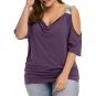 Plus XL-5XL Size Women Blouse Off Shoulder Shirt Loose Casual Short Sleeve Shirt Fat Plus shirt Mid