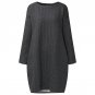 Celmia S-5XL Plain Women Oversized Loose Round Neck Baggy Winter Knee Length Casual Shirt Dress Kaft