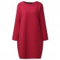Celmia S-5XL Plain Women Oversized Loose Round Neck Baggy Winter Knee Length Casual Shirt Dress Kaft