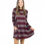 Auturm Fashion Women\'s Long Sleeve dresses Striped Printed Casual Swing Tunic Dress Loose Pockets
