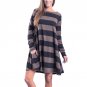 Auturm Fashion Women\'s Long Sleeve dresses Striped Printed Casual Swing Tunic Dress Loose Pockets