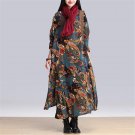 Autumn Winter Women Dress 2017 Vintage Casual Robe Long Sleeve O-Neck Loose Irregular Cotton Linen M