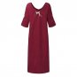 Plus Size Women Maxi Long Dress Vintage Half Sleeve V Neck Loose Dresses Casual Retro Embroidery Ove