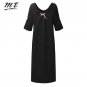 Plus Size Women Maxi Long Dress Vintage Half Sleeve V Neck Loose Dresses Casual Retro Embroidery Ove