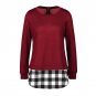 T Shirts Women Plaid Checked Long Sleeve T-shirts Tee 2018 New Patchwork Zipper Casual Loose Long To