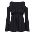 Off Shoulder Black Mesh Tops For Women 2017 Summer Ruffle Chiffon Blouse Femme Plus Size Ladies Shir