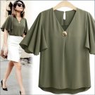 2017  fashion print  women blouse summer short sleeved stitching casual loose chiffon women shirt to