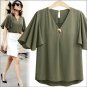 2017  fashion print  women blouse summer short sleeved stitching casual loose chiffon women shirt to