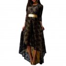 2017 New arrival Summer  Women Sexy Irregular Long Sleeve Lace Dresses O-neck Maxi Party Dress Plus 