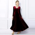 The women Hot Velvet Dress Plus Size Winter Ankle Maxi Tunics Casual Robes Ropa De Mujer Moda 2017 #