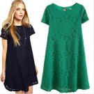 New 2017 women casual summer dress plus size women clothes Vestidos O-neck short sleeve lace dresses