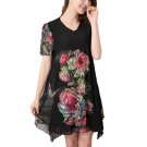 NEW casual 2017 womens summer style women clothing chiffon dresses  black dress plus size femininos
