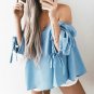 Blusas 2017 Women Blouses Sexy Ladies Slash Neck Off Shoulder Puff Sleeve Tops Casual Loose Stripe P