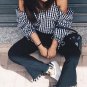 Blusas 2017 Women Blouses Sexy Ladies Slash Neck Off Shoulder Puff Sleeve Tops Casual Loose Stripe P