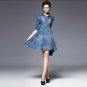 Summer Style Women Denim Dress Women Clothes Vintage Turn down Coller Half Sleeve Embroidery Slim Dr