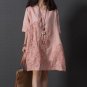 2017 spring plus size clothing mm loose half sleeve embroidered fluid one-piece dress summer style