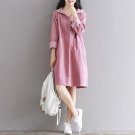 2017 New Fashion Womens Vintage Corduroy Hoody Two Pockets Long Sleeve A Line Loose Tunic Knee Lengt