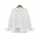 Women Fashion Loose Blouses Shirts 2017 Long Sleeve Irregular Hem Blouses Shirts Feminine Casual Blu
