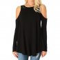Women\'s Round Neck Long Sleeve T-shirt Strapless Loose Blouse Plus Size Tops