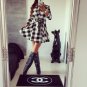 2017 Women\'s Plaid Spring Summer Dresses High Auality Casual Dress Long Sleeve Turn Down Collar Dre