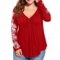 Plus Size Summer Lady Flowers Womens Long Sleeve T-shirt Casual Top Blouse