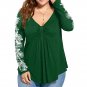 Plus Size Summer Lady Flowers Womens Long Sleeve T-shirt Casual Top Blouse