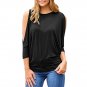 Women\'s Round Neck 3/4 Sleeve T-shirt Strapless Loose Blouse Plus Size Tops