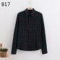 S-5XL Large Size Spring Autumn Blouse Casual Big Size Shirt Cotton Top Lapel Plaid Shirt Outwear Plu