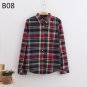S-5XL Large Size Spring Autumn Blouse Casual Big Size Shirt Cotton Top Lapel Plaid Shirt Outwear Plu