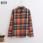 S-5XL Large Size Spring Autumn Blouse Casual Big Size Shirt Cotton Top Lapel Plaid Shirt Outwear Plu