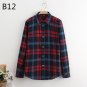 S-5XL Large Size Spring Autumn Blouse Casual Big Size Shirt Cotton Top Lapel Plaid Shirt Outwear Plu