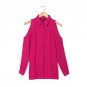 Women off shoulder long shirts sexy chiffon tops turn down collar blouse long sleeve casual plus siz