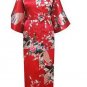 Brand New Black Women Silk Kimono Robes Long Sexy Nightgown Vintage Printed Night Gown Flower Plus S