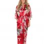 Brand New Black Women Silk Kimono Robes Long Sexy Nightgown Vintage Printed Night Gown Flower Plus S