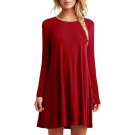 Fashion Women Brief Long Sleeve Autumn Casual Dresses Pleated Mini Party Loose Dress Plus Size Femin