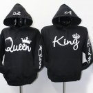 KING QUEEN Letter Print Hoodies Women Plus Size Cotton Hooded Couple Clothes Harajuku Sweatshirts Ca
