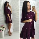 Shyloli 2017 Autumn New Style Women Casual Half Sleeve O-neck Beading Ruffle Loose Dress Plus Size X