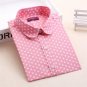 Dioufond Polka Dot Shirt Women Long Sleeve Blouse Cotton Plus Size Ladies Tops Turn-Down Collar Wome