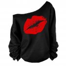 Autumn Harajuku Hoodies Women Sweatshirts Plus Size Long Sleeve Sexy kawaii clothing Lips print Fema