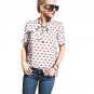 2017 Chiffon Blouse New Fashion Red Lips Printed Shirt Women Casual Lace up Short Sleeve Women Blous